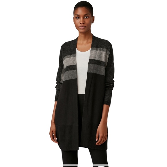 VINCE VARIEGATED OVERSIZED CARDIGAN WOOL CASHMERE CLASSIC MINIMALIST CHIC LUXE M - Picture 1 of 10